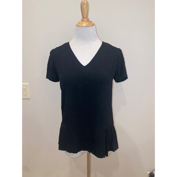 Sandro Blouse S/S Peplum Zip Back V Neck Size 1 (Small) - Picture 1 of 5
